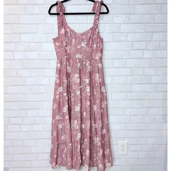 Trixxi Tiered Floral Maxi Dress XL Cottage Fairy Prairie Peasant Garden Party - Picture 11 of 14